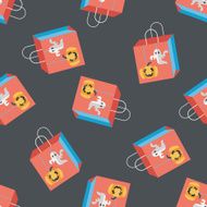 Halloween shopping bag flat icon eps10 seamless pattern background N2