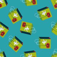 Halloween shopping bag flat icon eps10 seamless pattern background N3