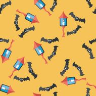 Halloween bat flat icon eps10 seamless pattern background N2