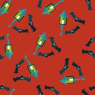 Halloween bat flat icon eps10 seamless pattern background N3