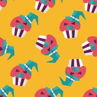 Halloween cupcakes with ghost flat icon eps10 seamless pattern background N2