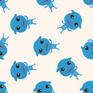 Space alien cartoon seamless pattern background N10