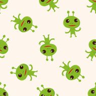 Space alien cartoon seamless pattern background N11