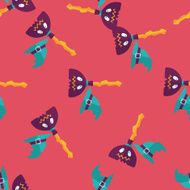 Witch broom flat icon eps10 seamless pattern background N2
