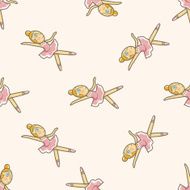 ballet dancer cartoon seamless pattern background N3