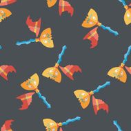 Witch broom flat icon eps10 seamless pattern background N3