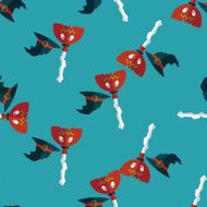Witch broom flat icon eps10 seamless pattern background N4