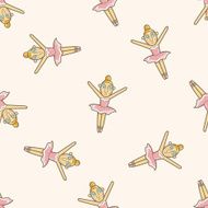 ballet dancer cartoon seamless pattern background N6