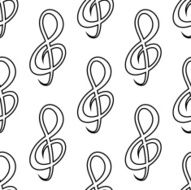 Seamless doodle treble clef pattern N2