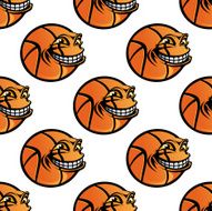 Seamless cartoon basketball ball repeating background