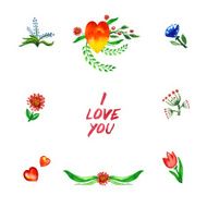 Floral set watercolor flowers Invitations flyers banners or posters design