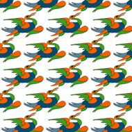 Seamless pattern with bright spring colors feathers