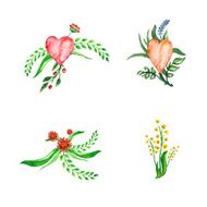 Floral set watercolor flowers Invitations flyers banners or posters design N2