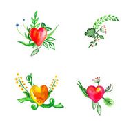 Floral set watercolor flowers Invitations flyers banners or posters design N3