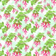 Red Green Flower Seamless Pattern Vector N2