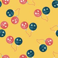 Halloween balloons flat icon eps10 seamless pattern background