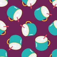 coffee latte art flat icon eps10 seamless pattern background