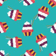 cupcake flat icon eps10 seamless pattern background N2