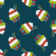 cupcake flat icon eps10 seamless pattern background N4
