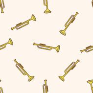 music trumpet cartoon seamless pattern background