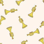 music trumpet cartoon seamless pattern background N2