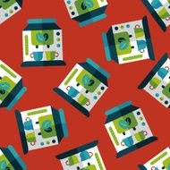 coffee machine flat icon eps10 seamless pattern background N4