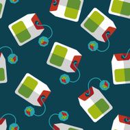 teabag flat icon eps10 seamless pattern background N3