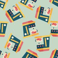 coffee machine flat icon eps10 seamless pattern background N5
