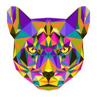Abstract bright motley polygonal triangle geometric puma isolated on white