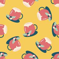 hot milk cream coffee flat icon eps10 seamless pattern background N4