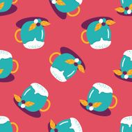 hot milk cream coffee flat icon eps10 seamless pattern background N5
