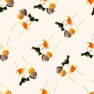 japanese food theme BBQ cartoon seamless pattern background