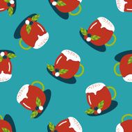 hot milk cream coffee flat icon eps10 seamless pattern background N7