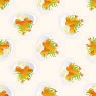 japanese food theme Fried shrimp cartoon seamless pattern background