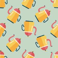 coffee kettle flat icon eps10 seamless pattern background