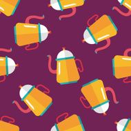 coffee kettle flat icon eps10 seamless pattern background N2
