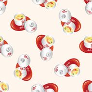 japanese food steamed egg cartoon seamless pattern background