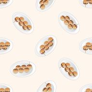 japanese food theme Takoyaki cartoon seamless pattern background