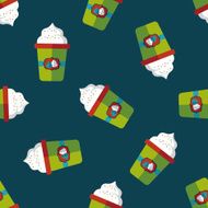 milk cream coffee flat icon eps10 seamless pattern background N2
