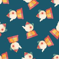 tea pot flat icon eps10 seamless pattern background N14