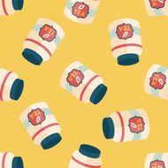 tea canister flat icon eps10 seamless pattern background