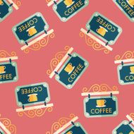 Coffee shop signs flat icon eps10 seamless pattern background N12