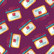 Coffee shop signs flat icon eps10 seamless pattern background N13