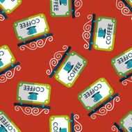 Coffee shop signs flat icon eps10 seamless pattern background N14