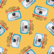 Coffee shop signs flat icon eps10 seamless pattern background N15