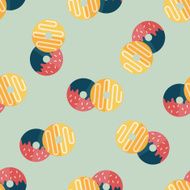 donut flat icon eps10 seamless pattern background N5