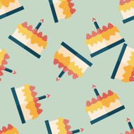 birthday cake flat icon eps10 seamless pattern background