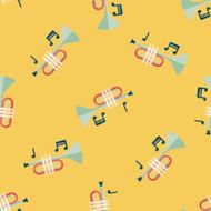trumpet or horn flat icon eps10 seamless pattern background