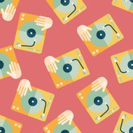 DJ music flat icon eps10 seamless pattern background N2