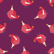 bird with birthday hat flat icon eps10 seamless pattern background N2